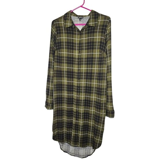 Torrid Womens Plaid Button-Down Long Shirt Dress Green Black‎ Size 0 Holiday - Picture 1 of 10